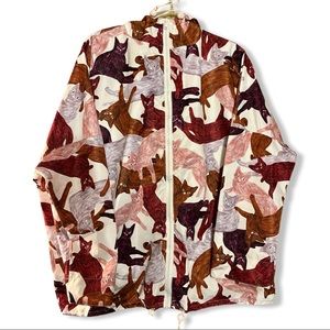 Gorman Cat Cafe Rain jacket hooded cat pattern drawstring